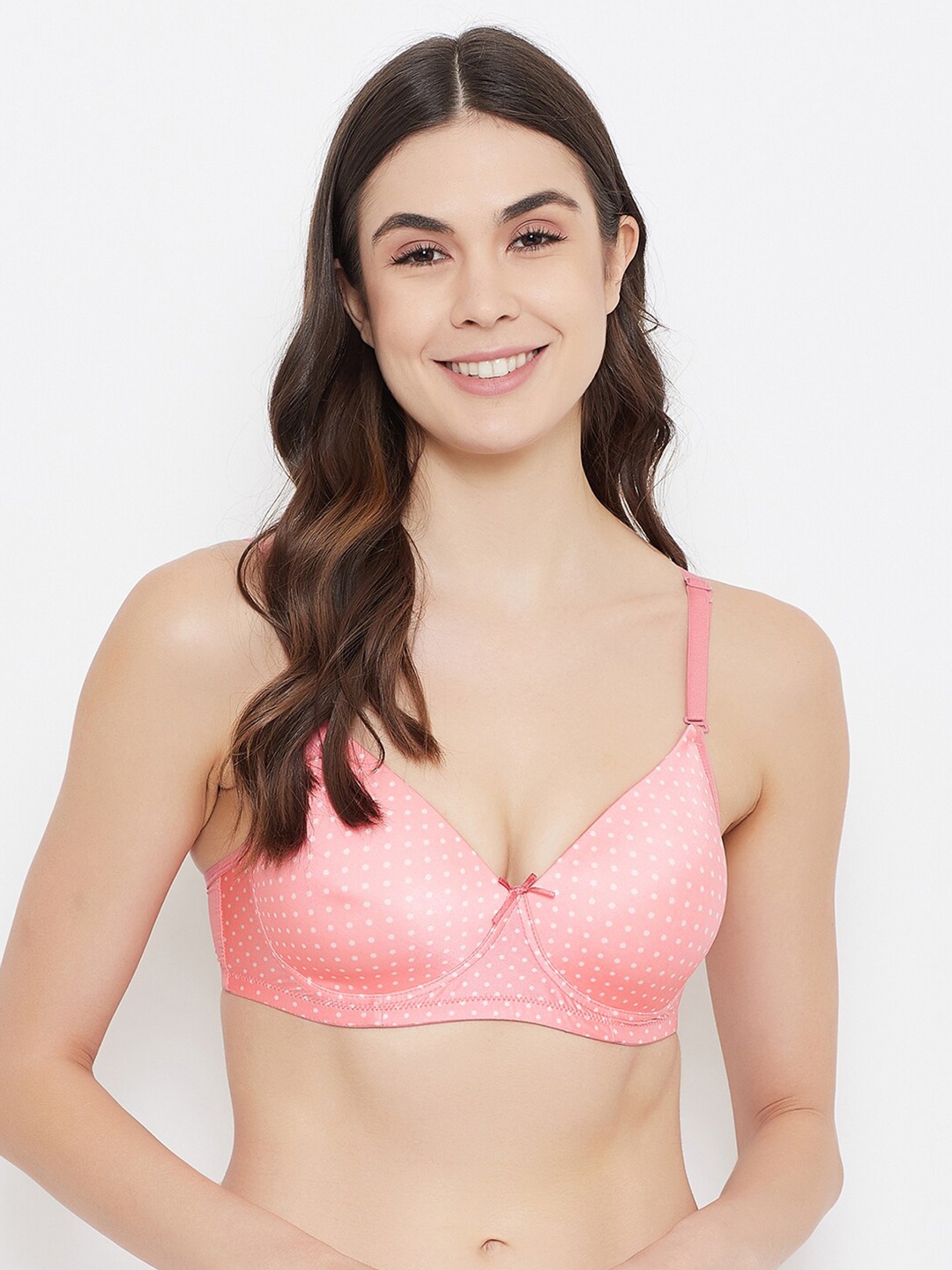 

Clovia Pink & White Printed Non-Wired Lightly Padded Everyday Bra BR1277K2236E