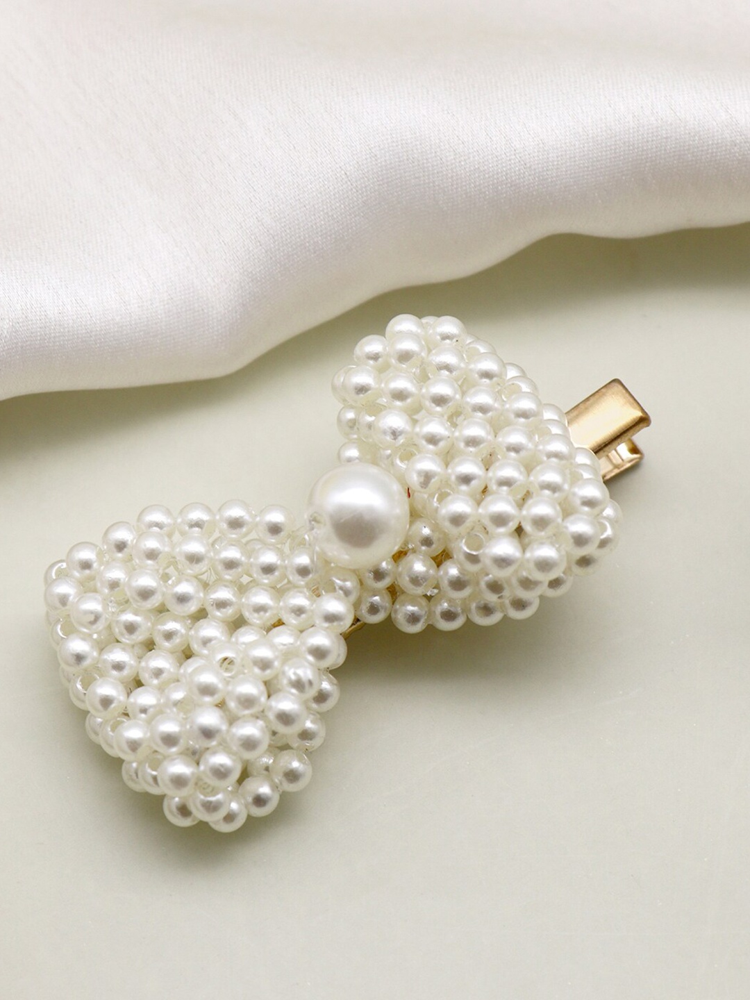 

JOKER & WITCH Women Gold-Toned & White Beaded Alligator Hair Clip
