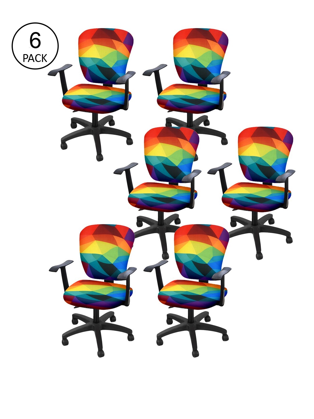 Cortina Set of 6 Multicoloured Printed Chair Covers, Multi
