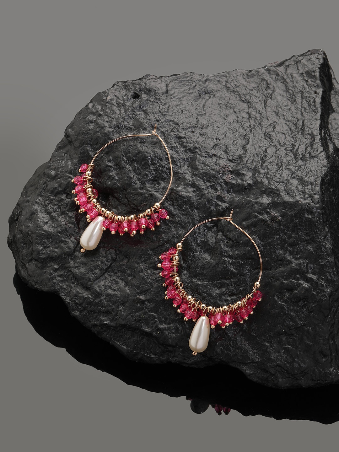 

Accessorize London Pink Ethnic Tear Drop Shape Hoop Earrings