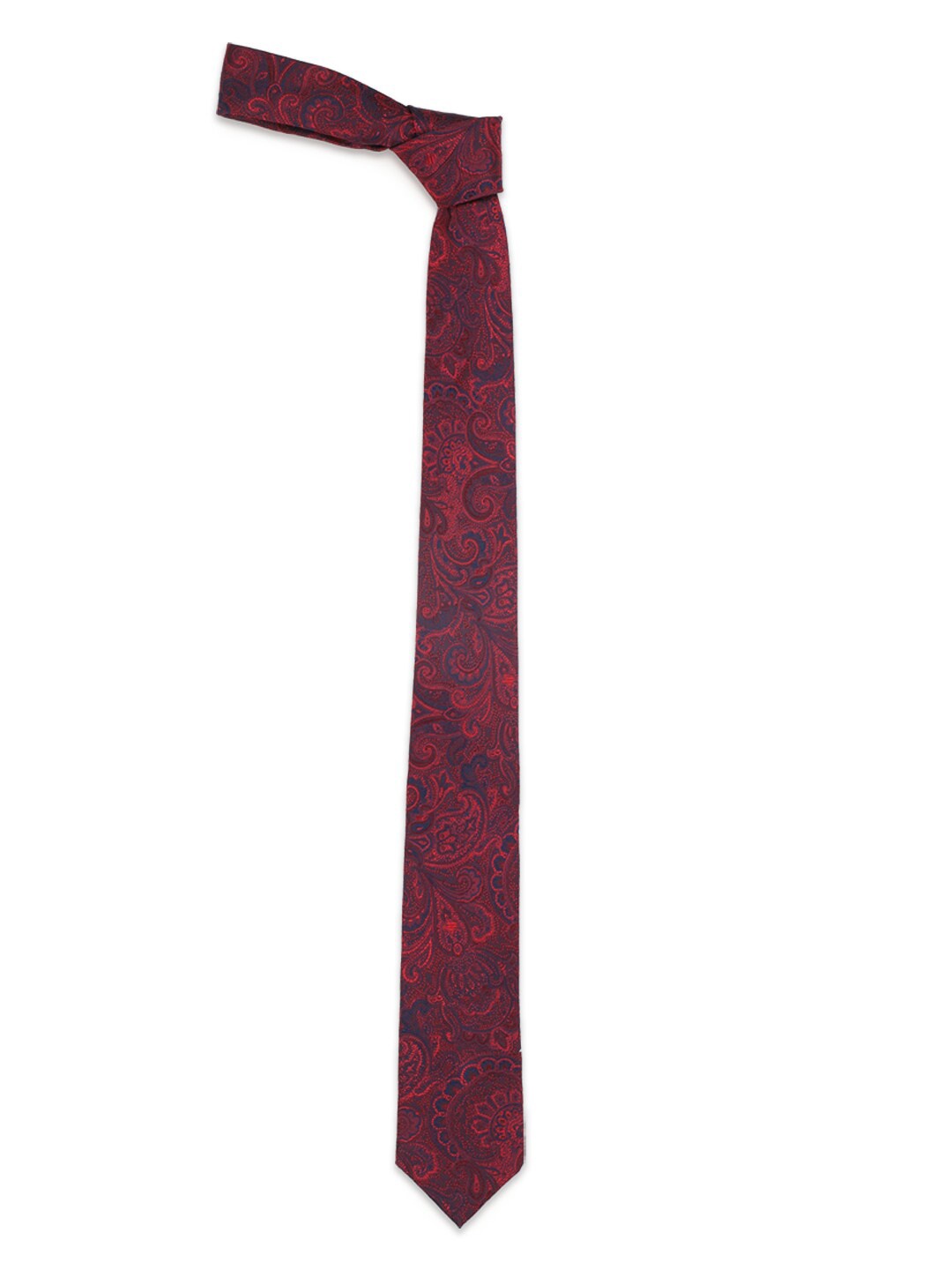 

Van Heusen Maroon & Blue Woven Design Silk Broad Tie