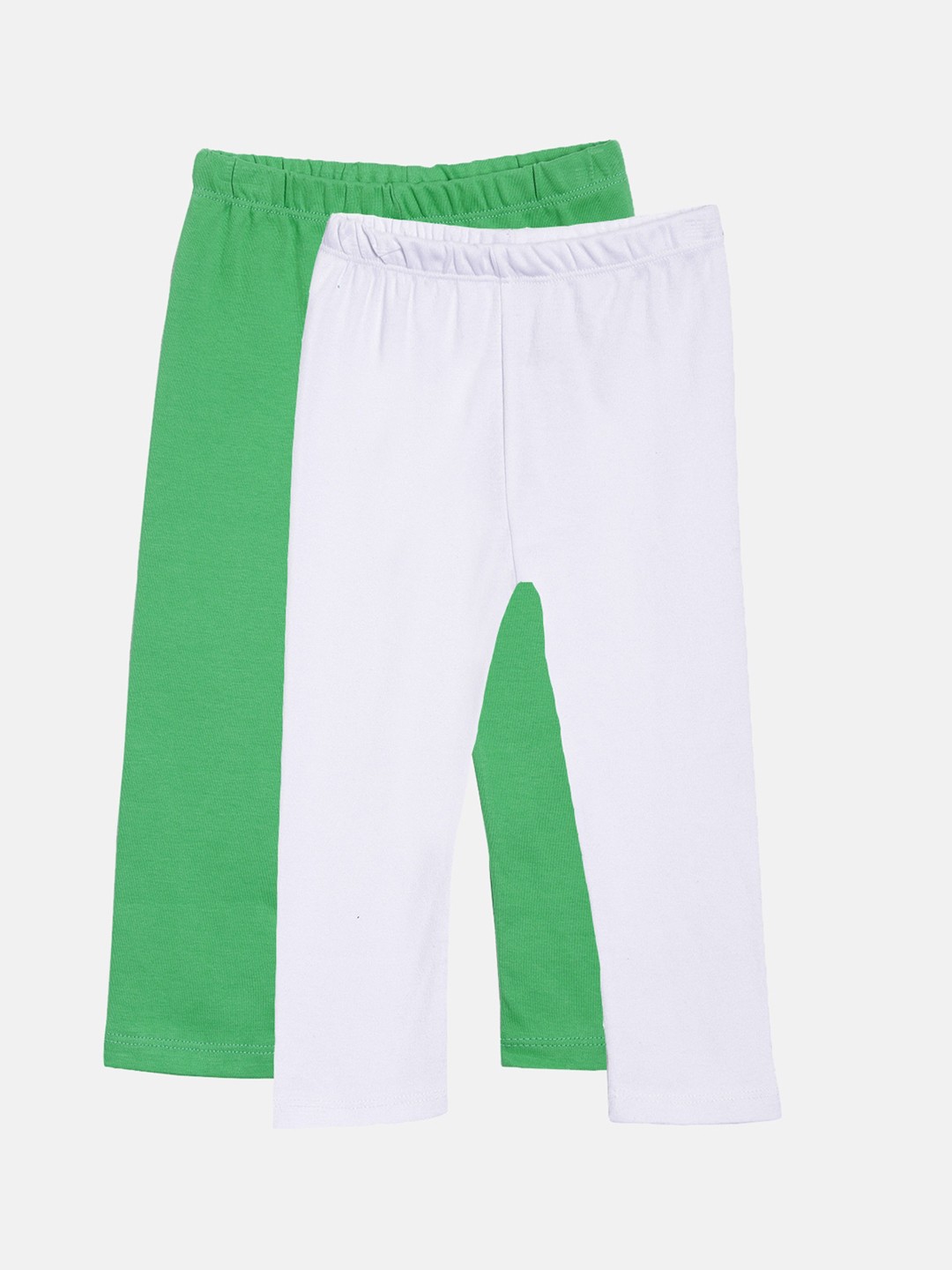 

Kryptic Girls Pack of 2 Solid Pure Cotton Ankle-Length Leggings, Green