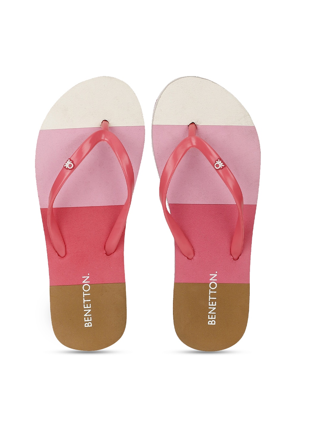 

United Colors of Benetton Women Pink & Brown Striped Flip Flops