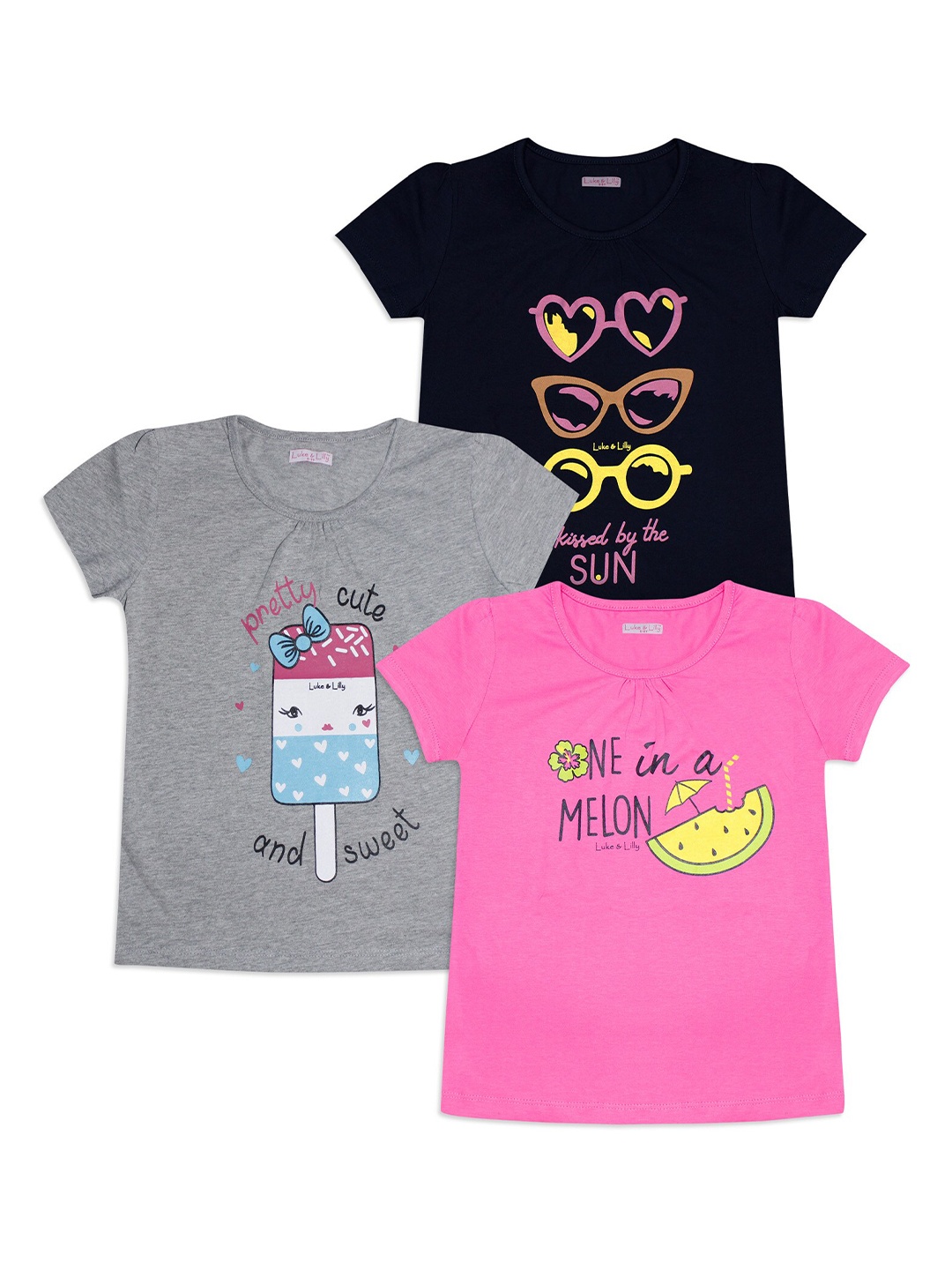 

Luke & Lilly Girls Multicoloured Printed Round Neck T-shirt, Multi