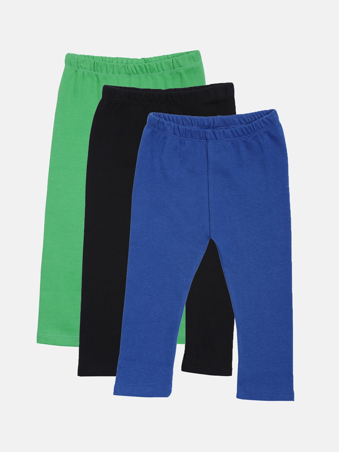 

Kryptic Girls Pack of 3 Pure Cotton Solid Ankle-Length Leggings, Green