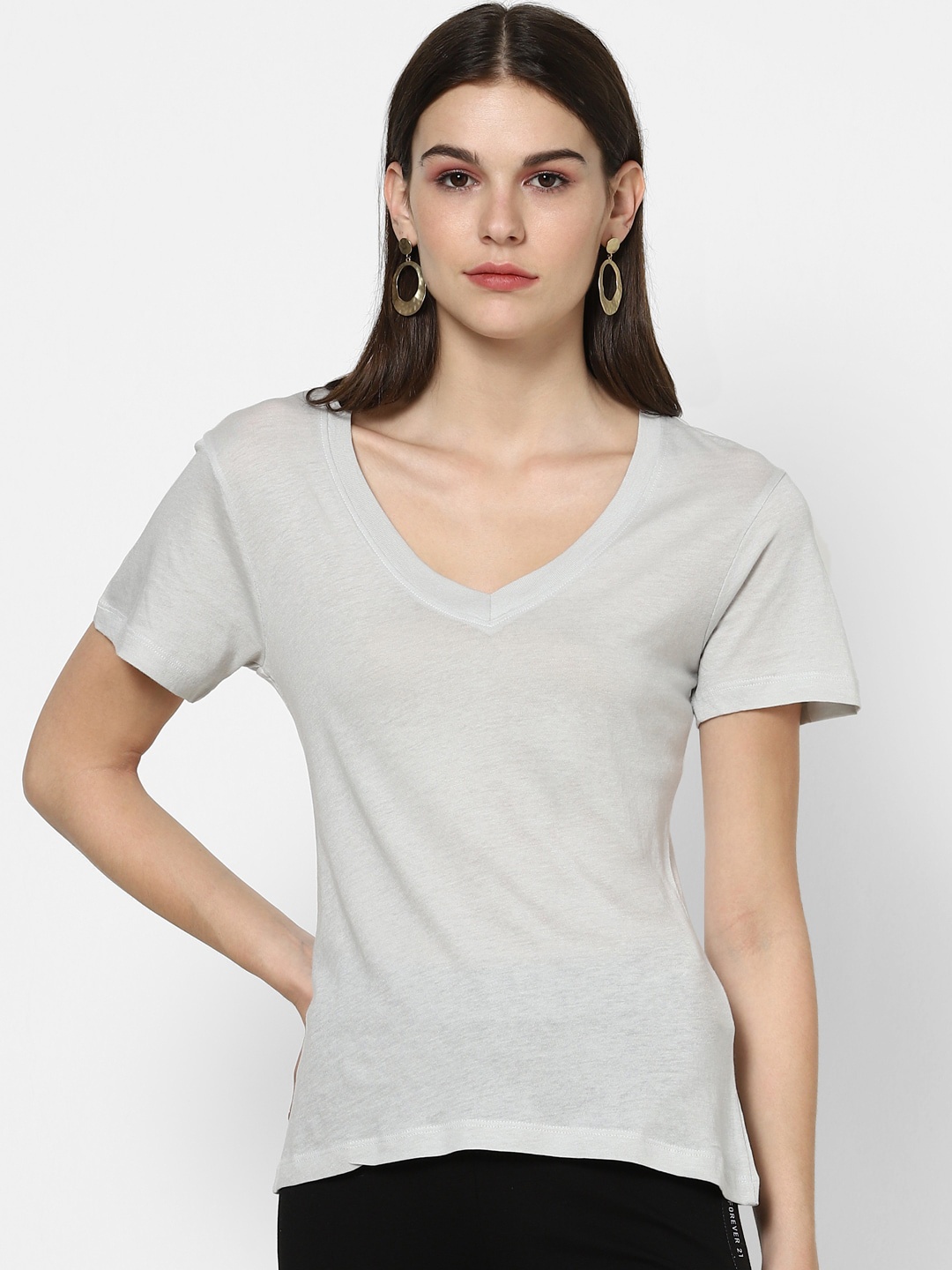 

FOREVER 21 Women Grey Regular Top