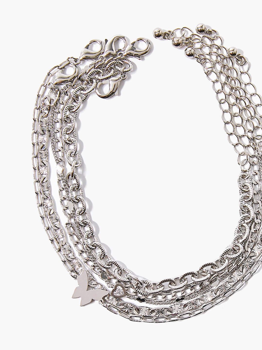 

FOREVER 21 Silver-Toned Butterfly Charm Bracelet Set