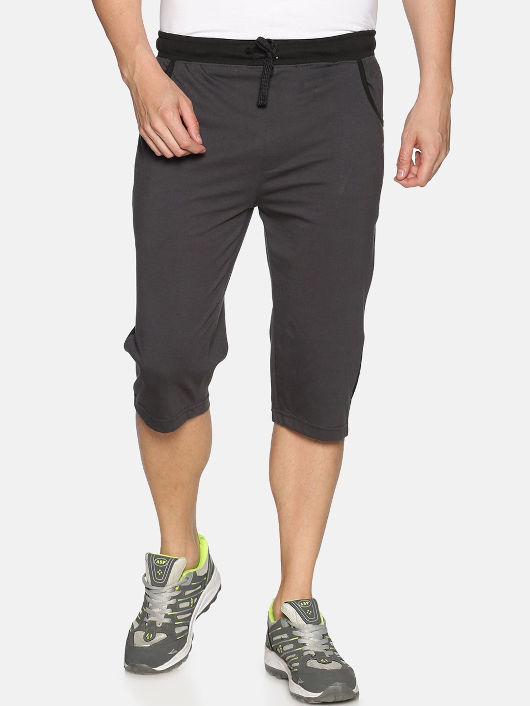 Dollar Men Grey Solid Regular Fit Sports Shorts