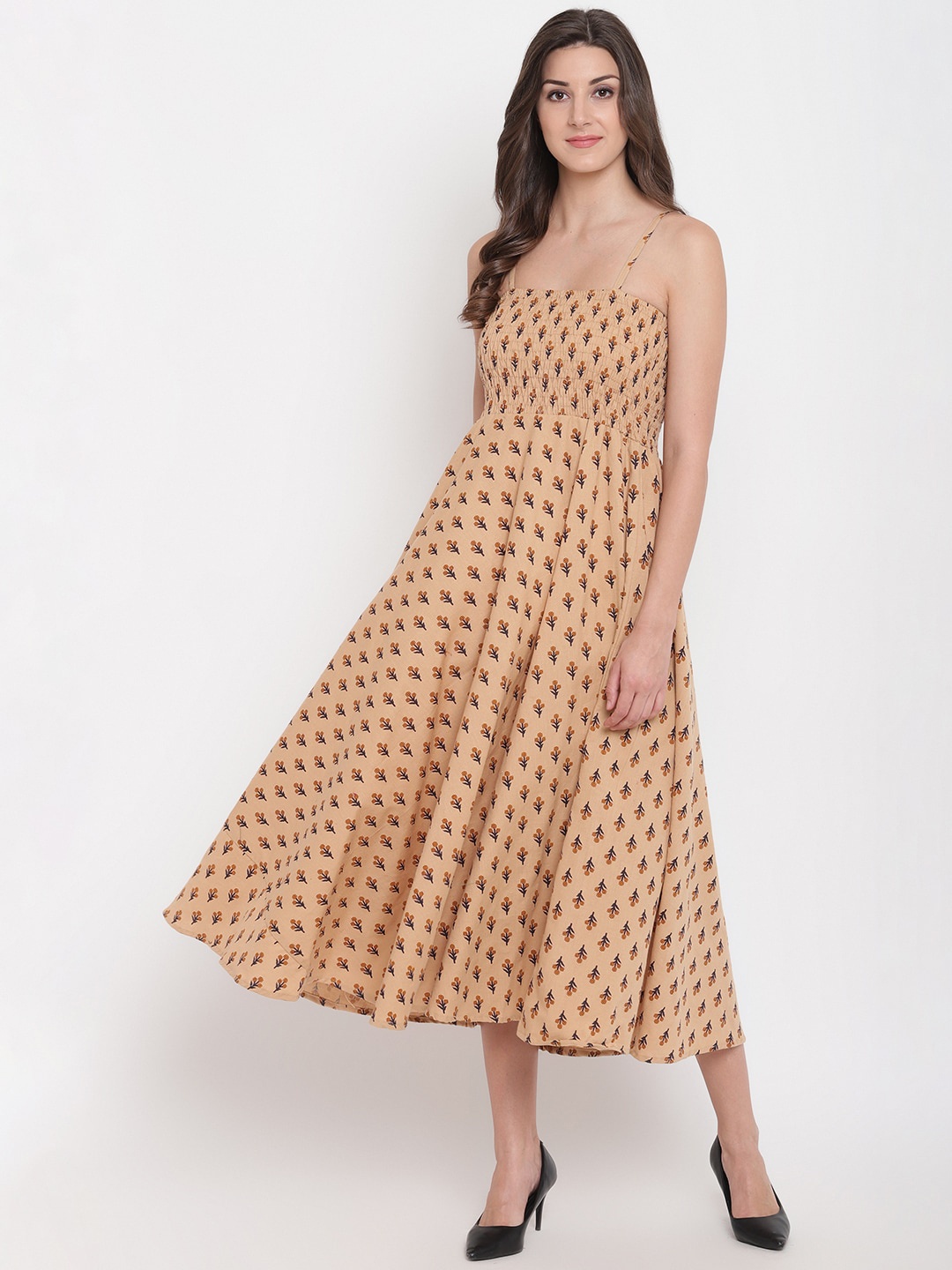 

Aawari Beige Floral Midi Dress