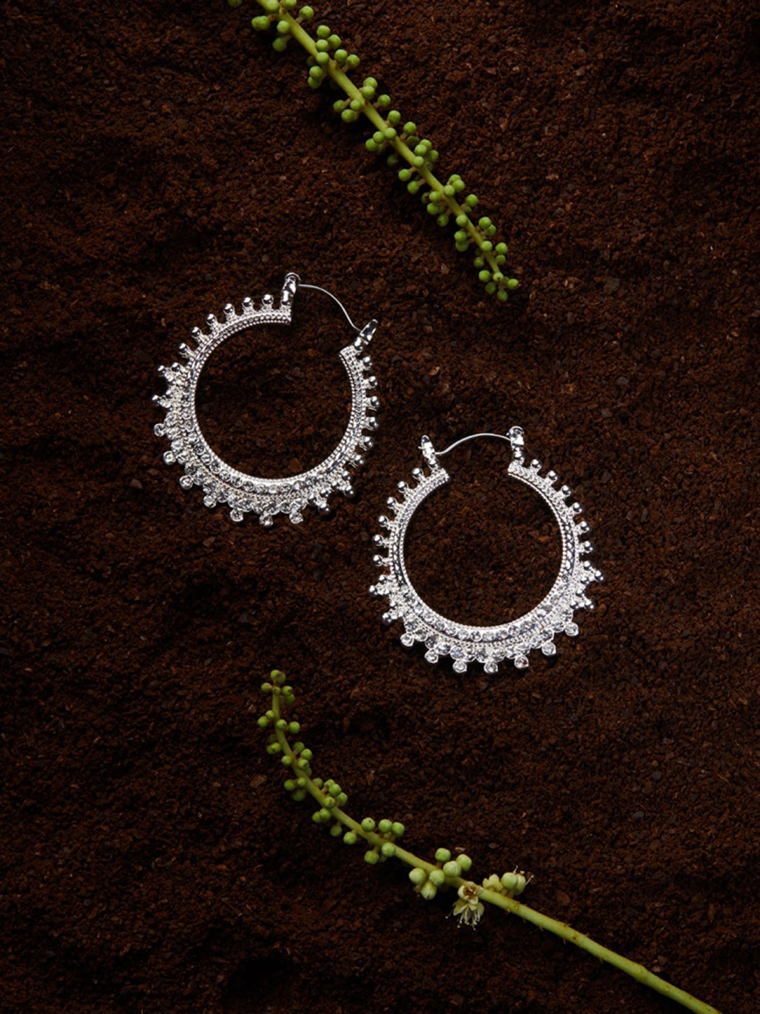 

Accessorize London Women Ethnic Diamante Hoop Earrings, Silver