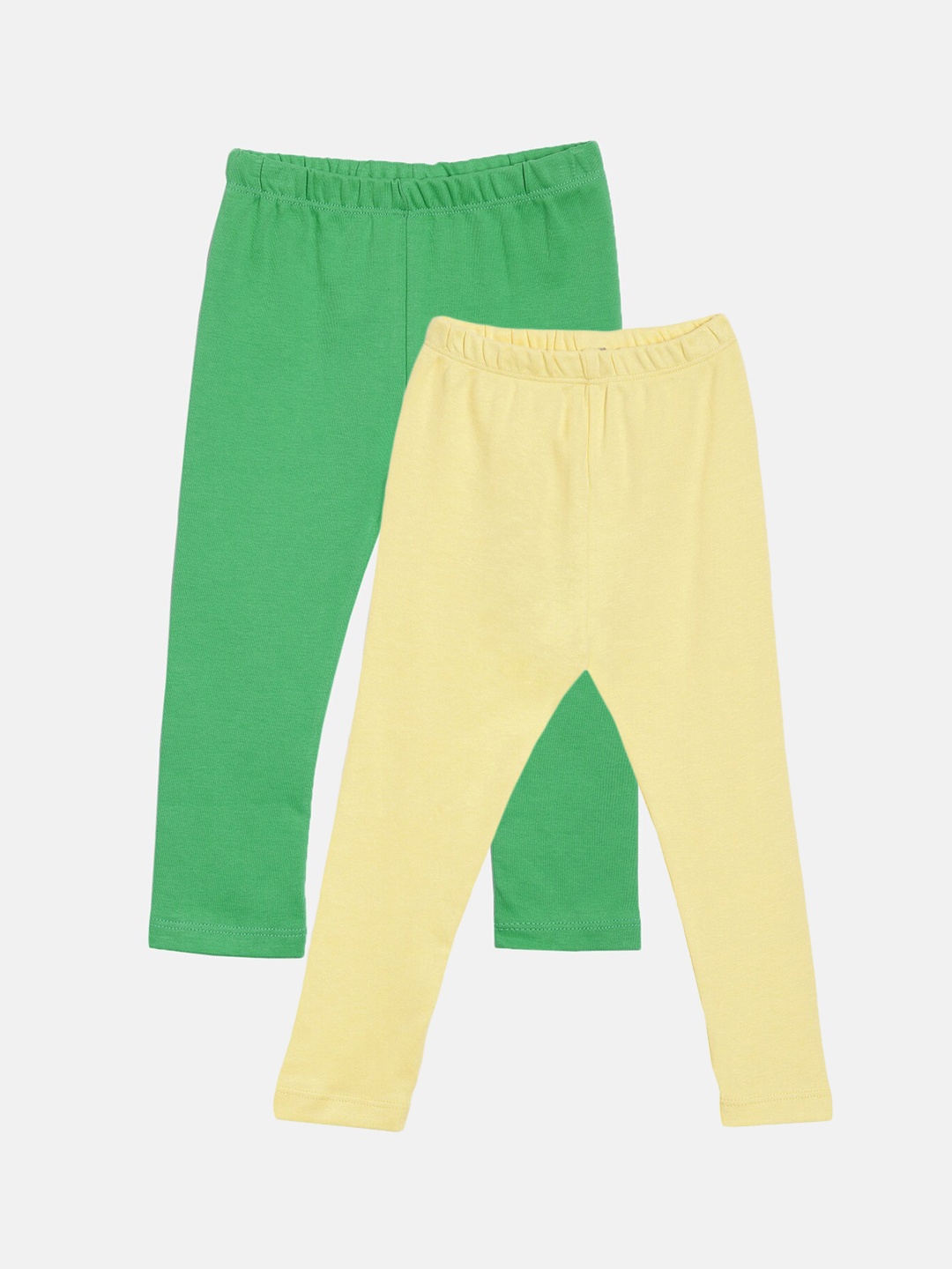 

Kryptic Girls Pack of 2 Solid Pure Cotton Ankle-Length Leggings, Green