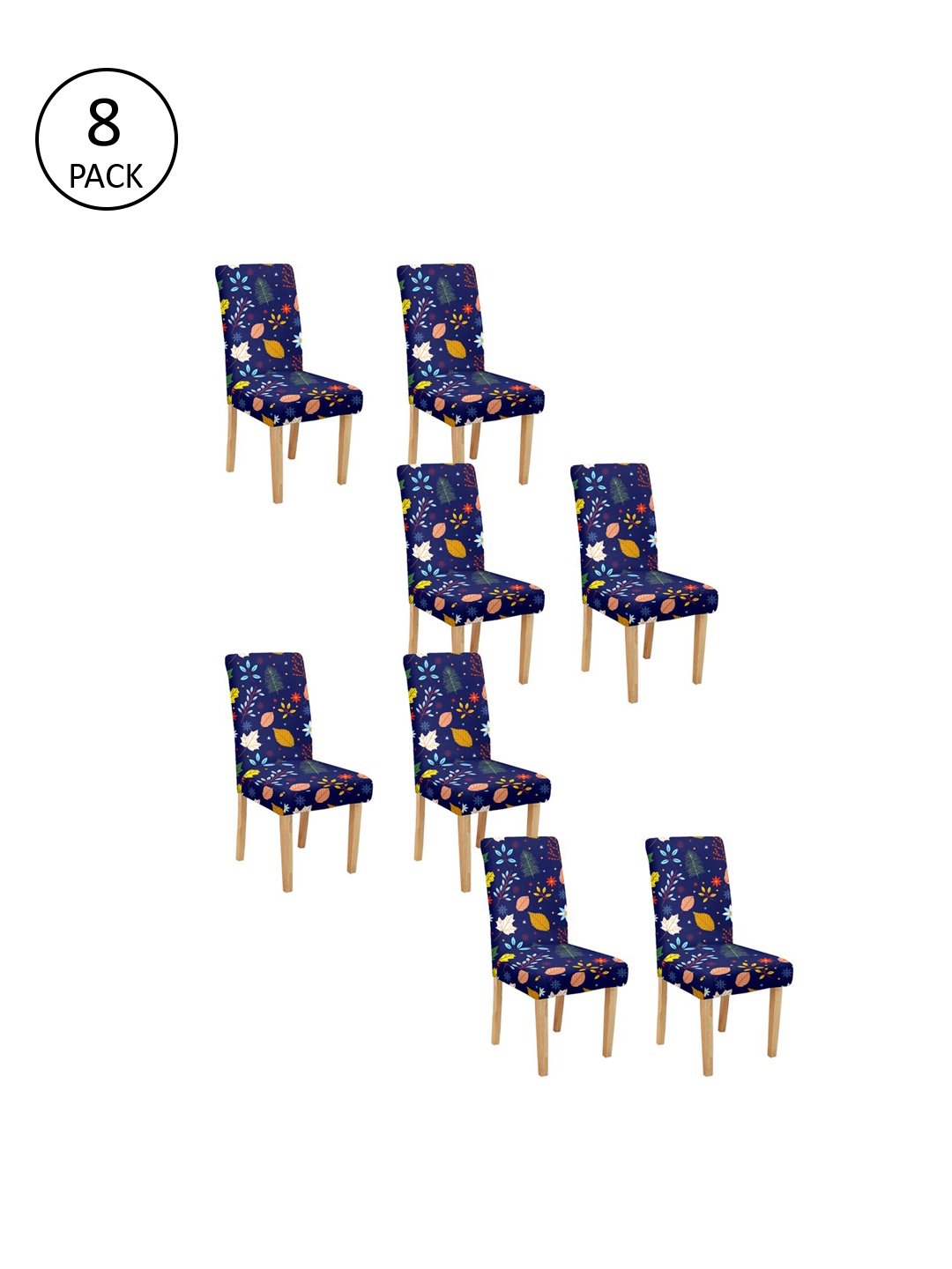 

Cortina Set of 8 Blue & Red Printed Chair Covers