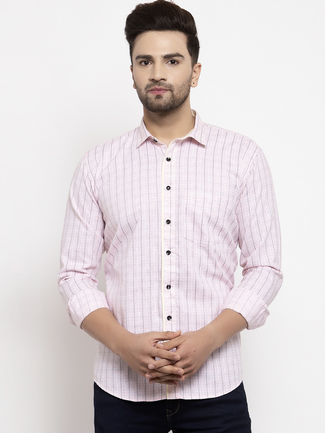 

KLOTTHE Men Pink Regular Fit Checked Casual Shirt