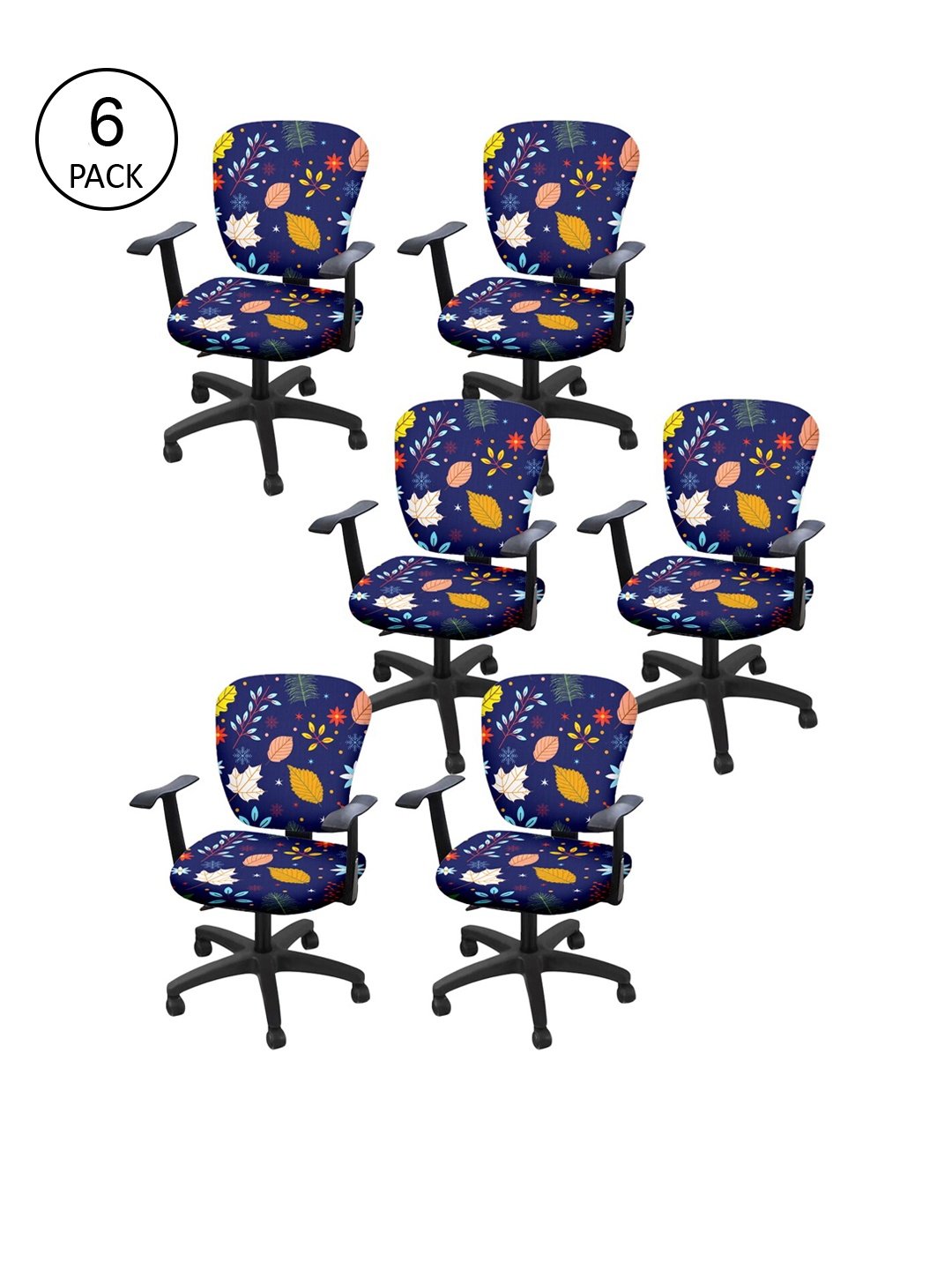 

Cortina Set of 6 Navy Blue Printed Chair Covers