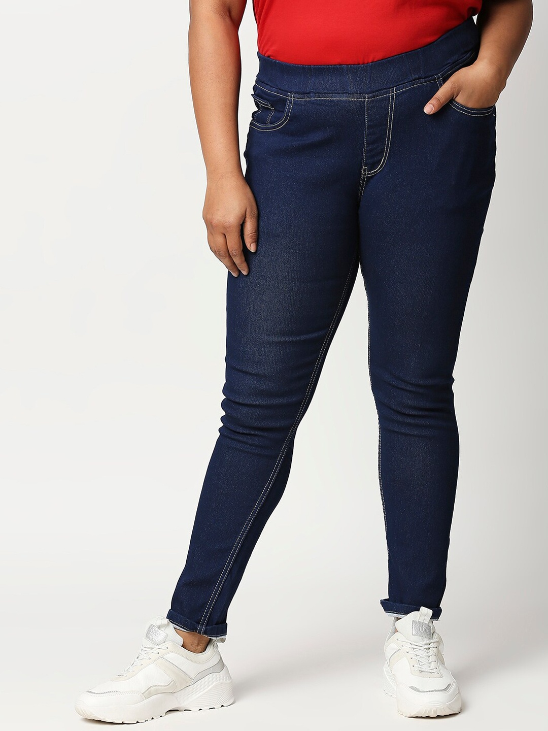 

ZUSH Women Plus Size Navy Blue Washed Denim Jeggings
