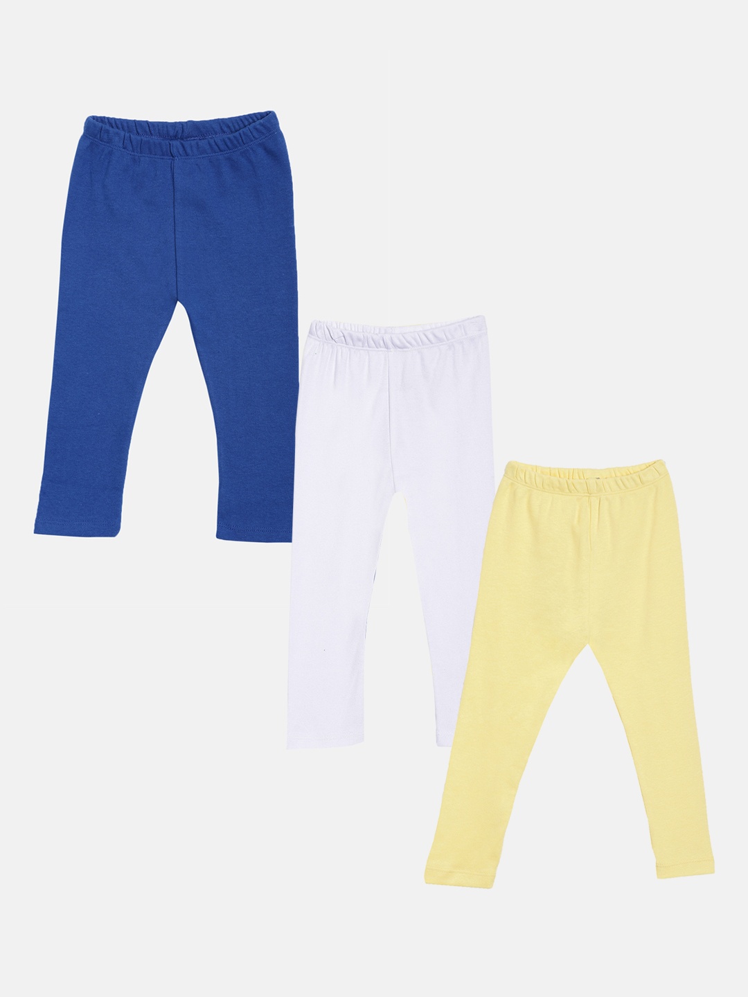 

Kryptic Girls Pack of 3 Pure Cotton Solid Ankle-Length Leggings, Blue