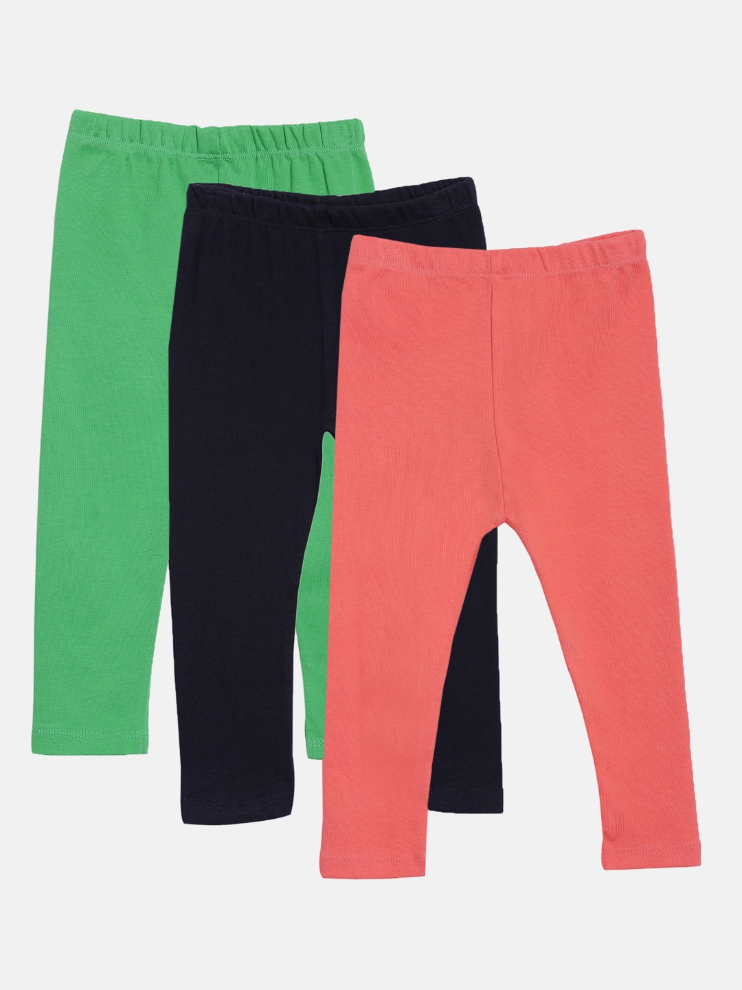 

Kryptic Girls Pack of 3 Pure Cotton Solid Ankle-Length Leggings, Green