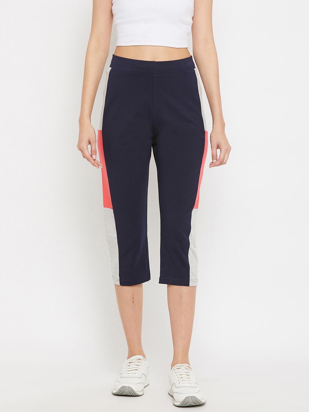 

C9 AIRWEAR Women Blue & Grey Melange Colorblocked Capris