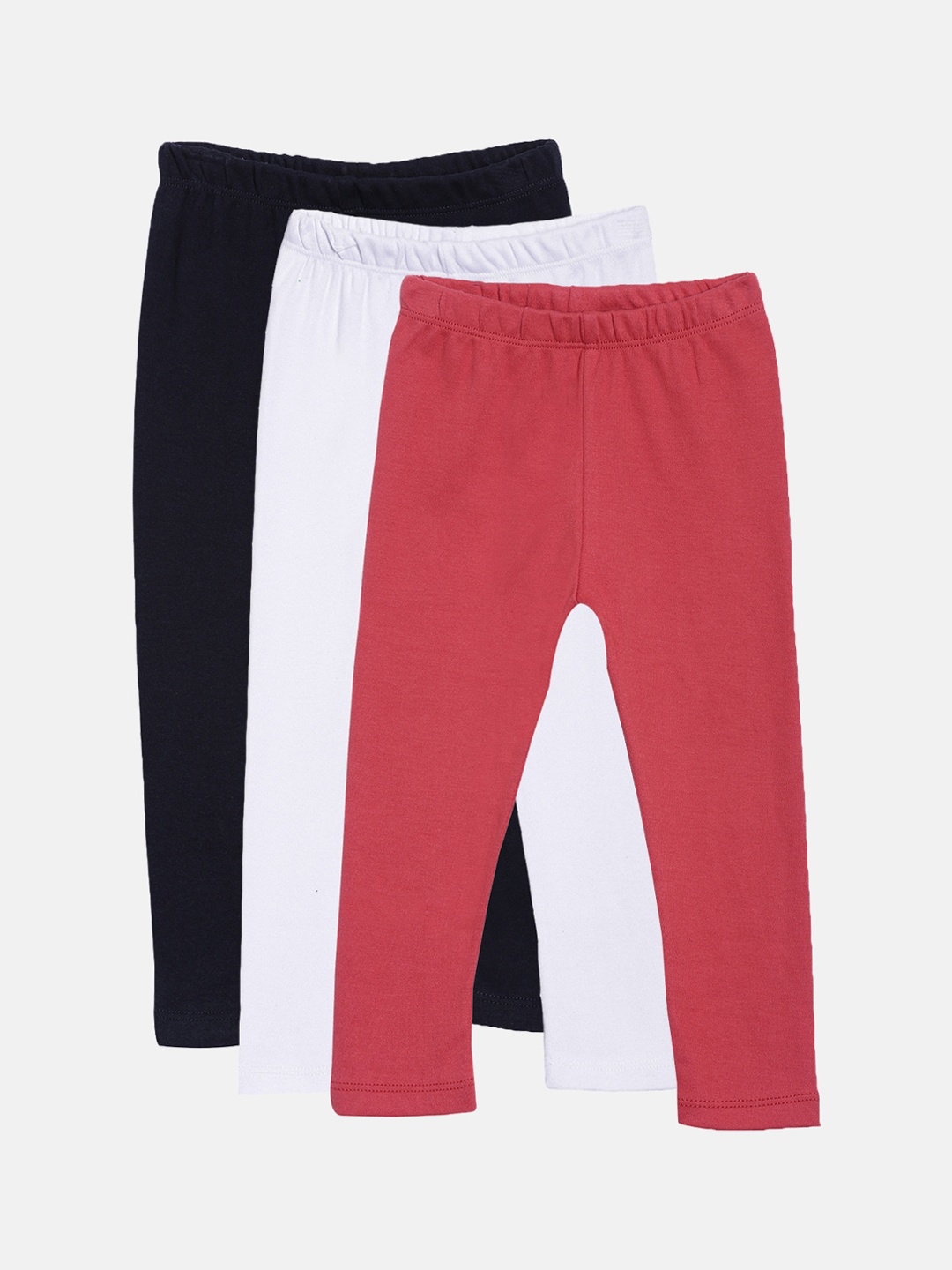 Kryptic Girls Pack of 3 Pure Cotton Solid Ankle-Length Leggings, Navy blue
