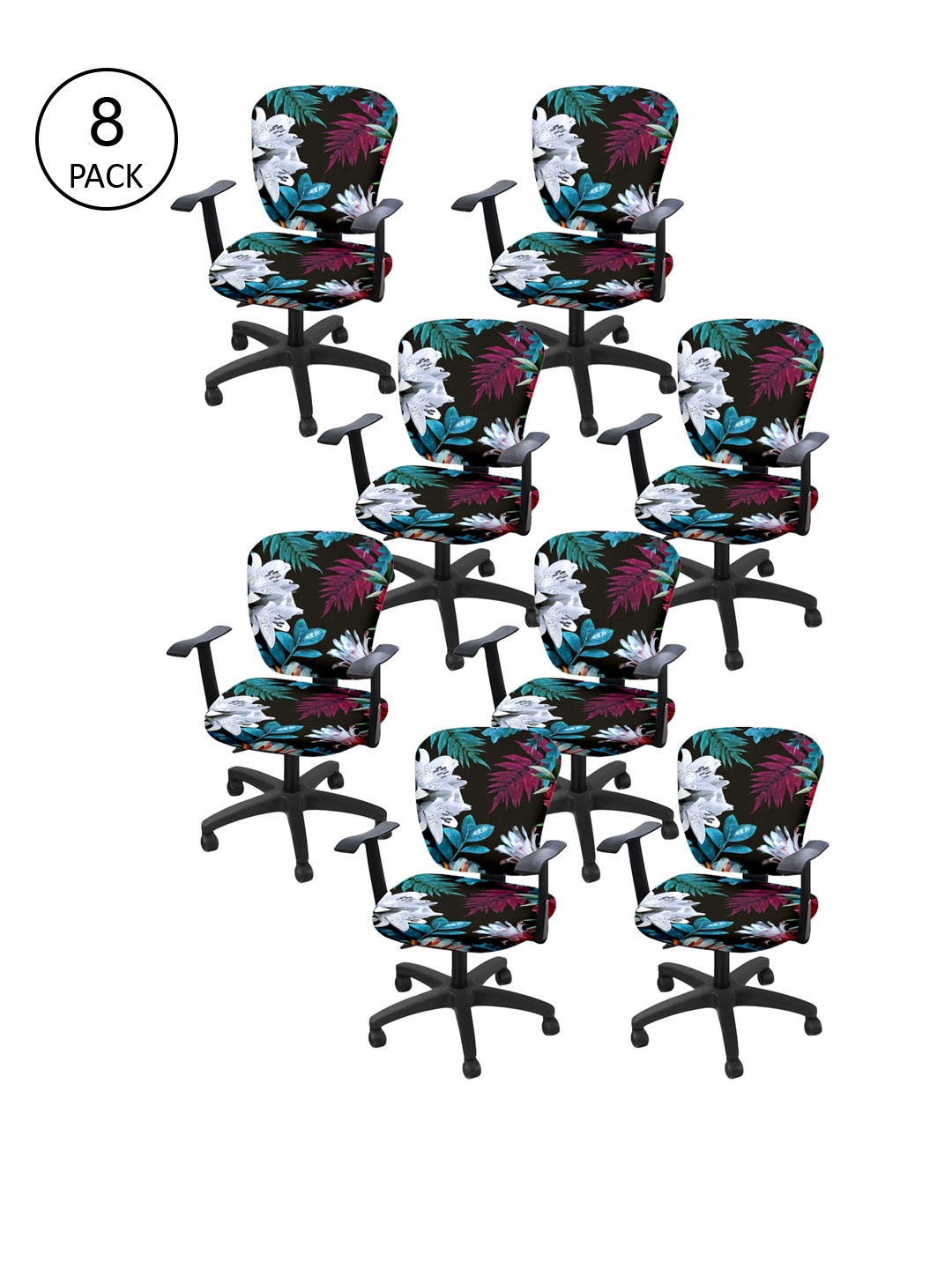 

Cortina Set of 8 Black & Blue Printed Chair Covers