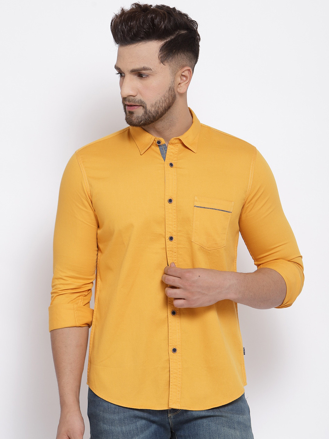 

Pepe Jeans Men Yellow Regular Fit Solid Casual Shirt