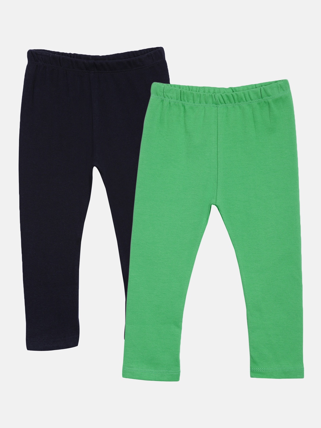 Kryptic Girls Pack of 2 Solid Pure Cotton Ankle-Length Leggings, Navy blue