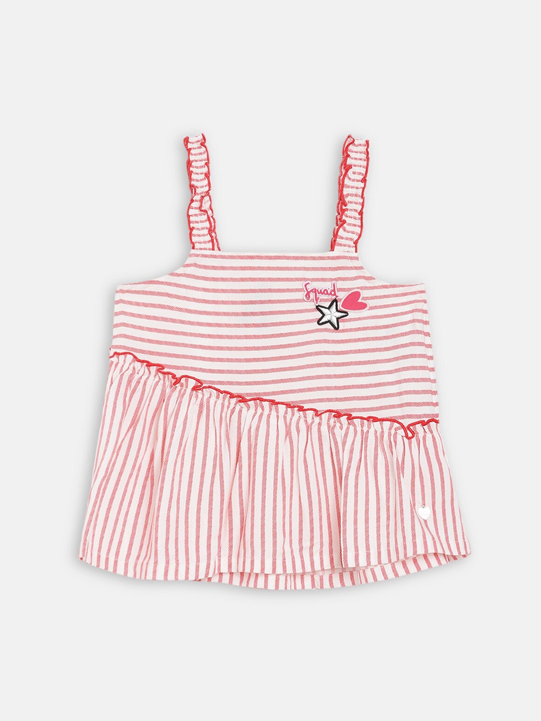 

Blue Giraffe White & Red Striped Regular Top