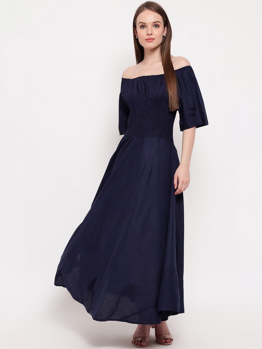 

Aawari Women Navy Blue Solid Maxi Dress