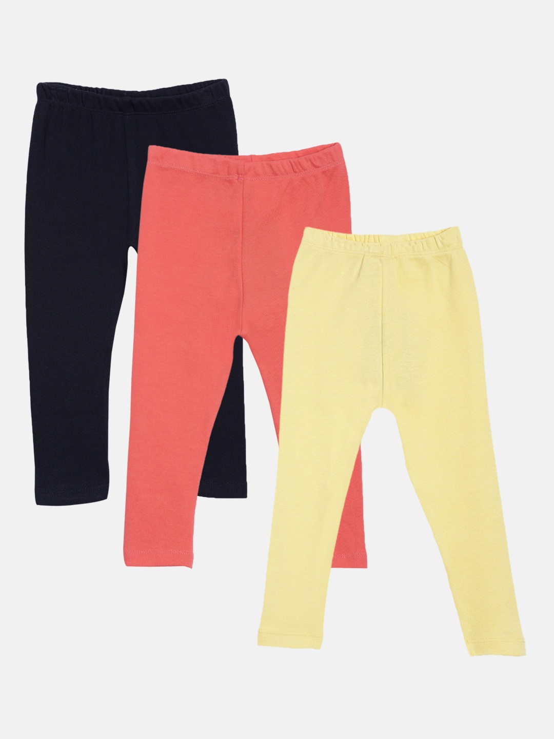 

Kryptic Girls Pack of 3 Pure Cotton Solid Ankle-Length Leggings, Navy blue