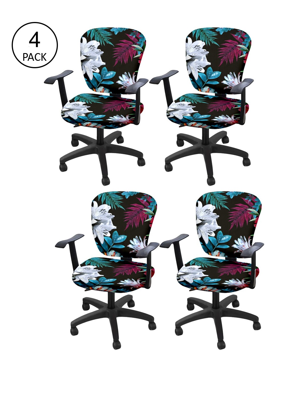 

Cortina Set of 4 Black & Blue Printed Chair Covers