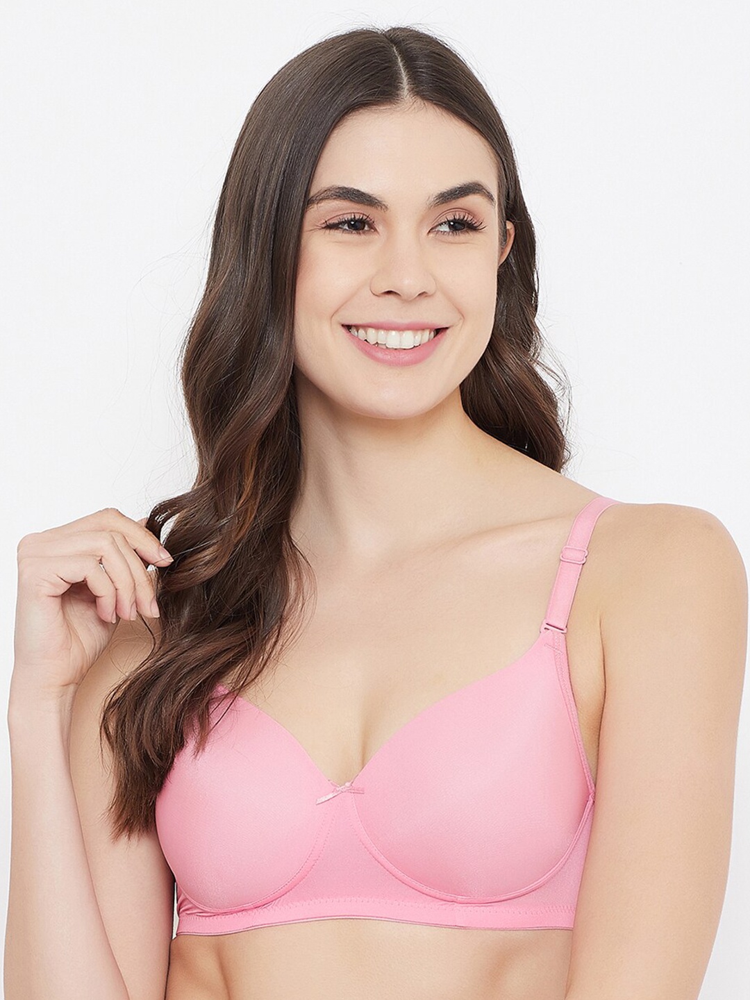 

Clovia Pink Solid Non-Wired Lightly Padded T-shirt Bra BR0738V2232E