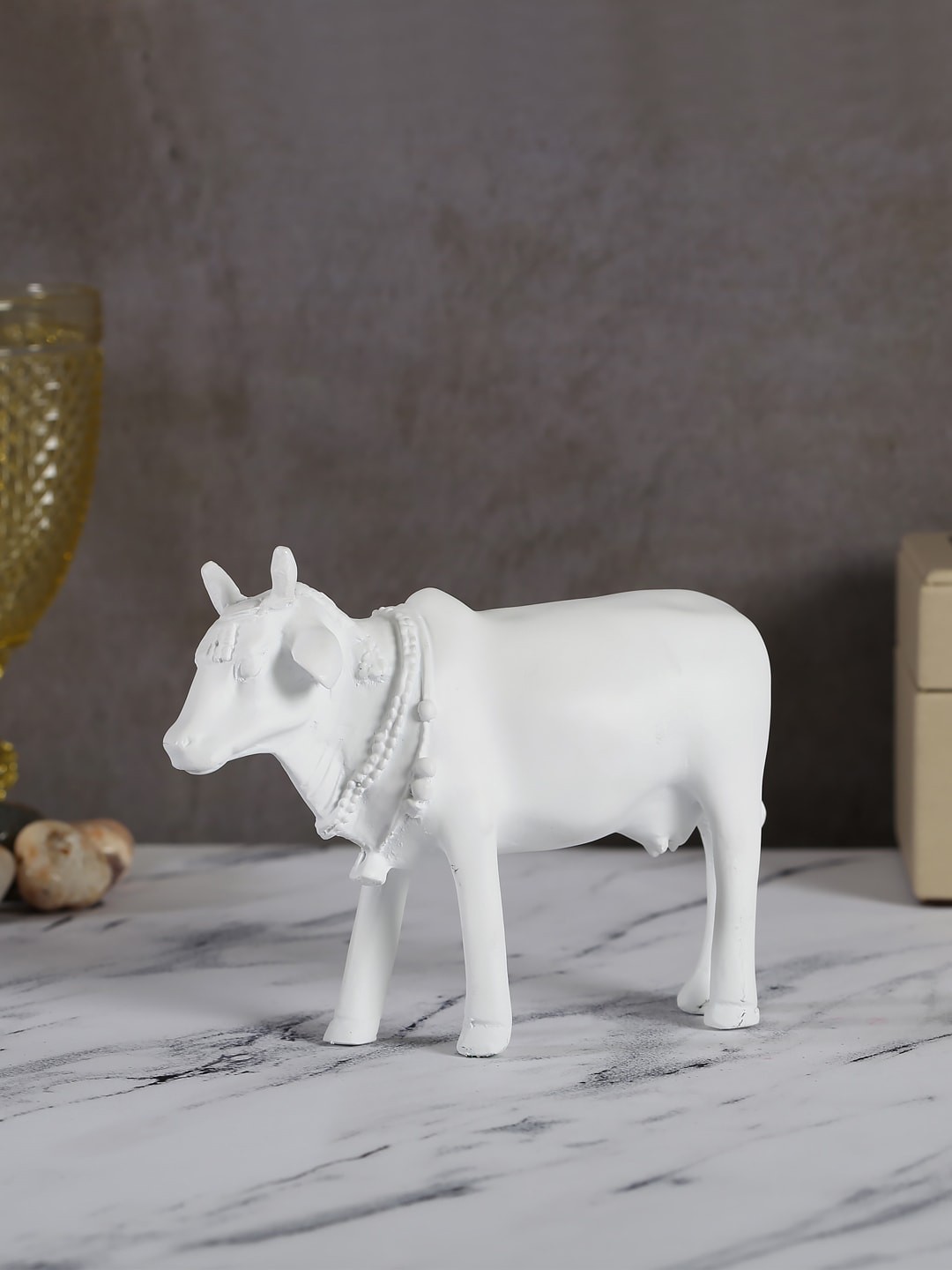 India Circus by Krsnaa Mehta White Solid Cow Figurine Showpiece