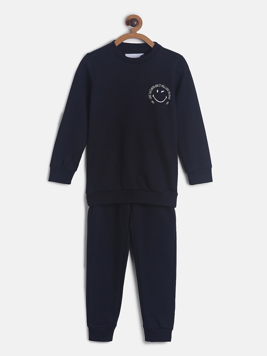 TALES & STORIES Boys Navy Blue Solid T-shirt with Pyjamas