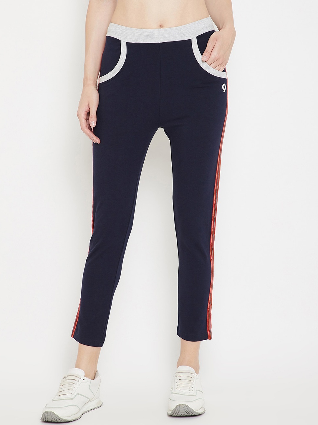 

C9 AIRWEAR Women Navy Blue Solid Crop Track Pants