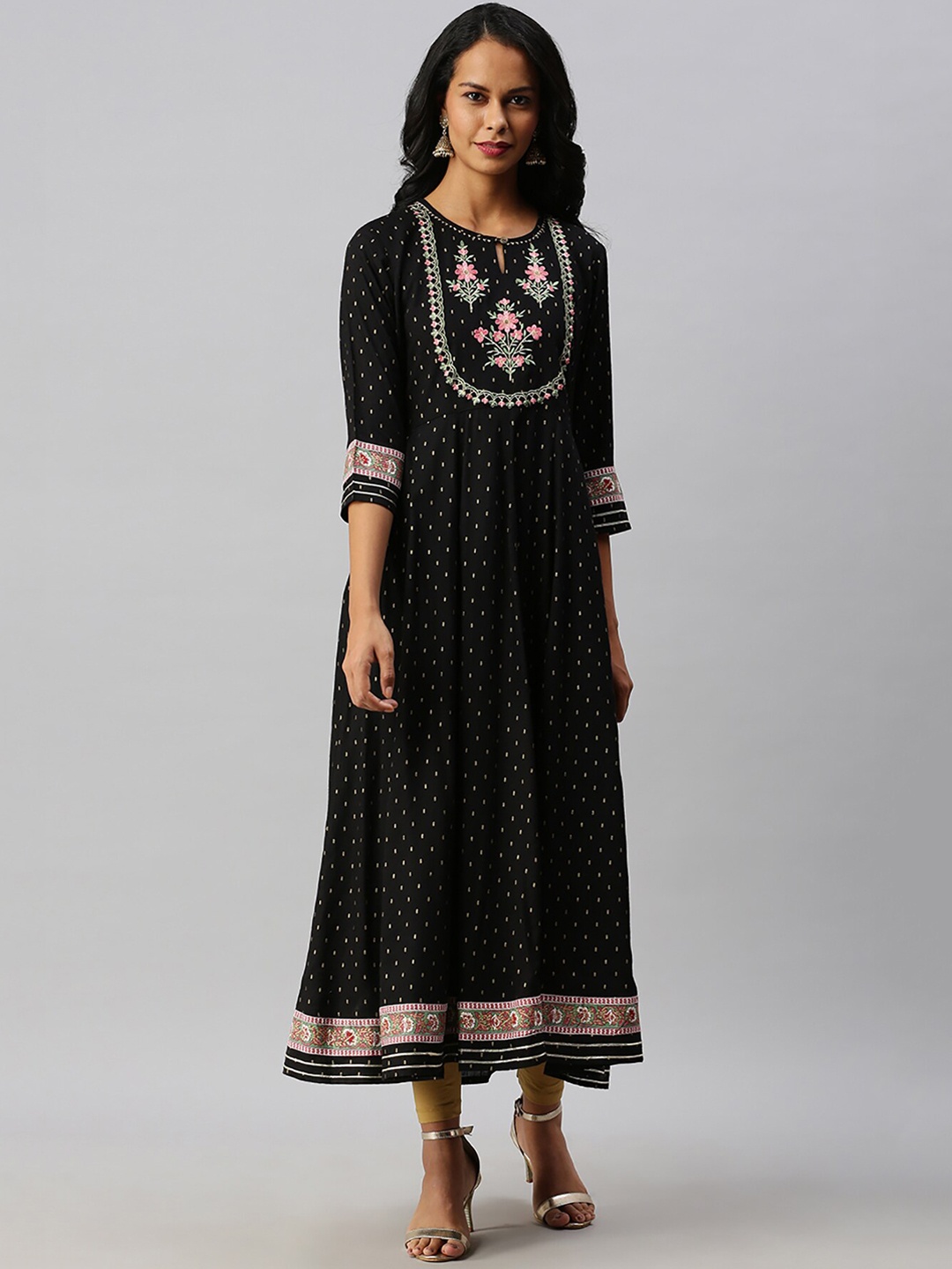 

Soch Women Black Ethnic Motifs Embroidered Kurta