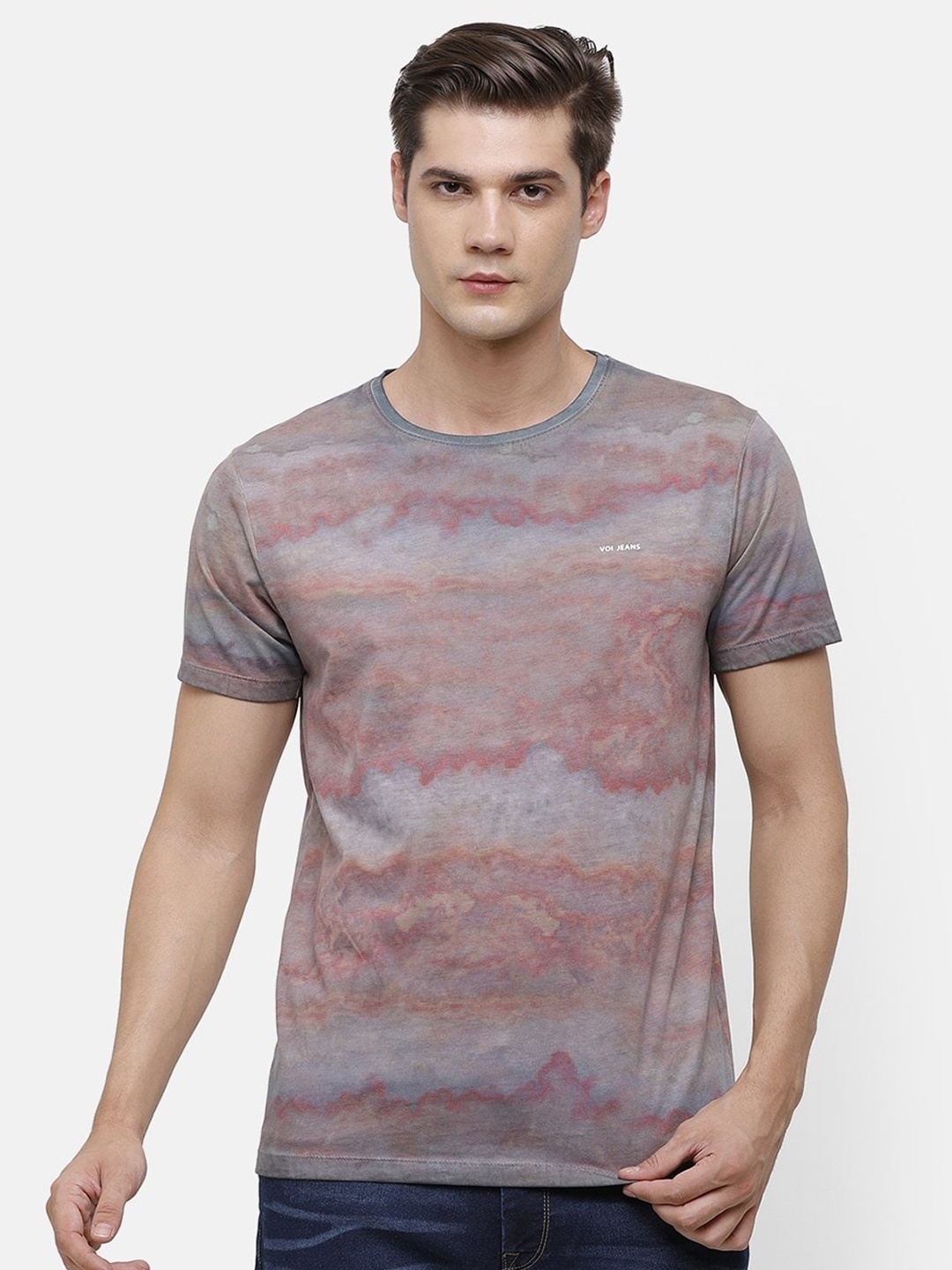 

Voi Jeans Men Grey Printed Round Neck T-shirt
