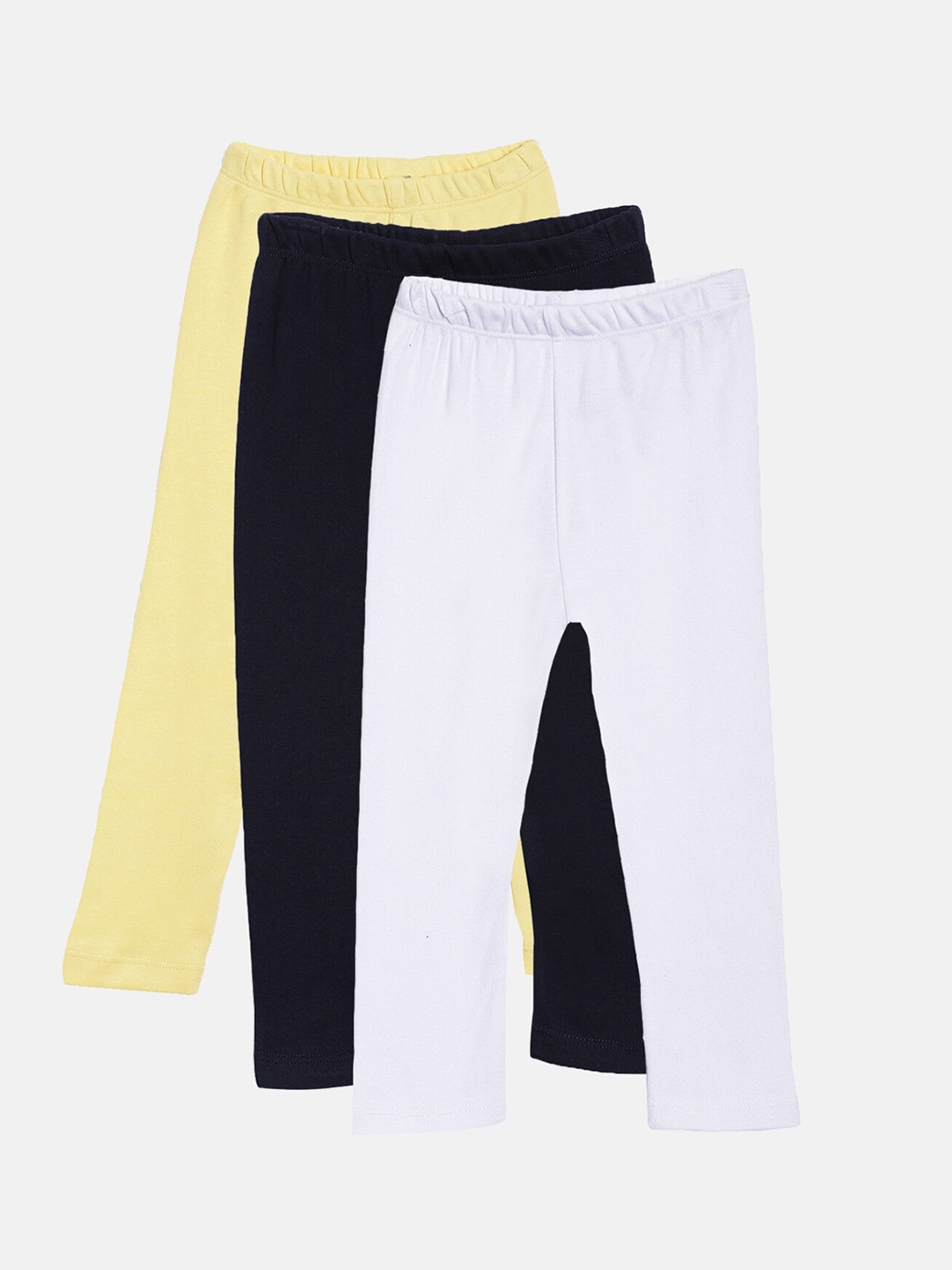 

Kryptic Girls Pack of 3 Pure Cotton Solid Ankle-Length Leggings, Yellow