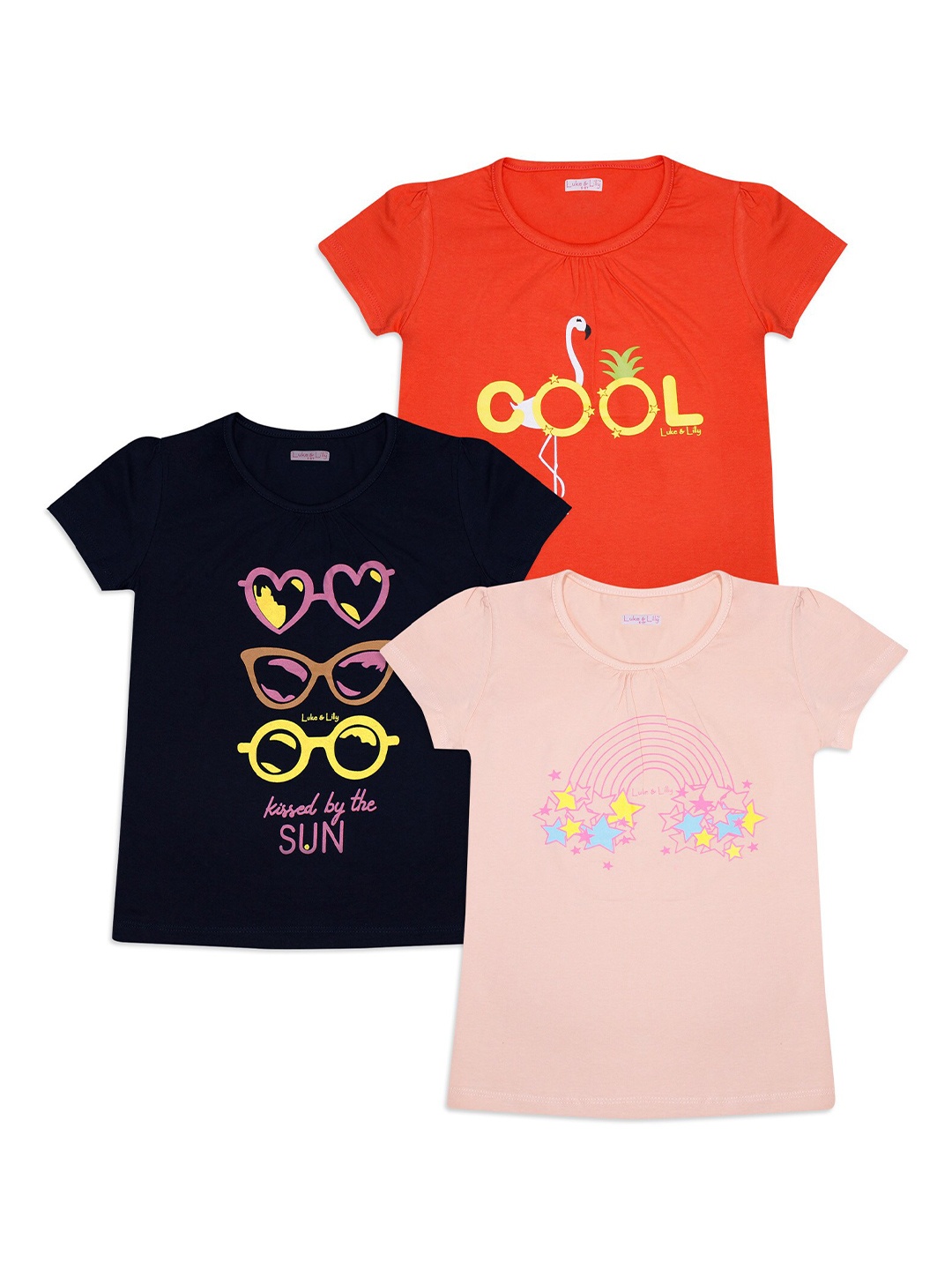 

Luke & Lilly Girls Multicoloured Printed Round Neck T-shirt, Multi