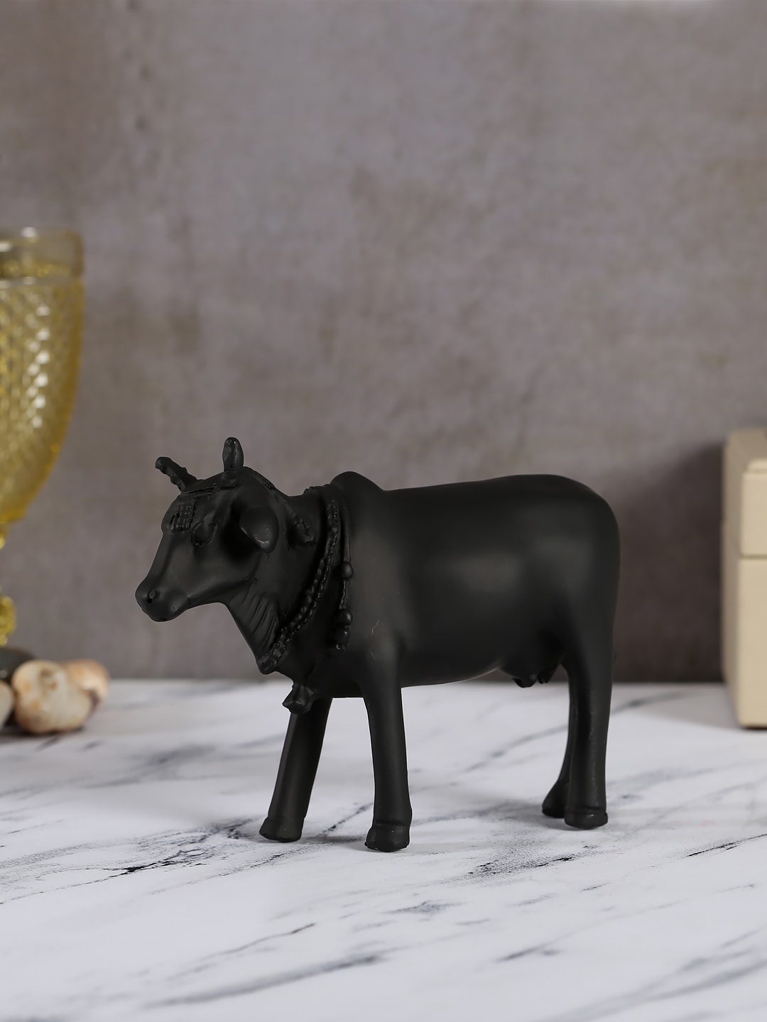 

India Circus by Krsnaa Mehta Black Solid Cow Figurine Showpiece