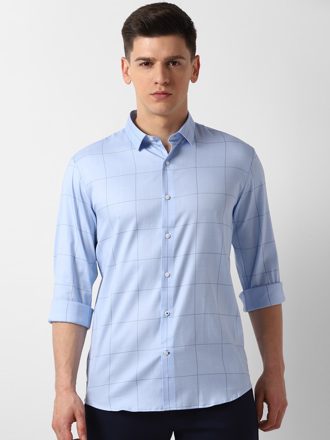 

Louis Philippe Sport Men Blue Slim Fit Checked Casual Shirt