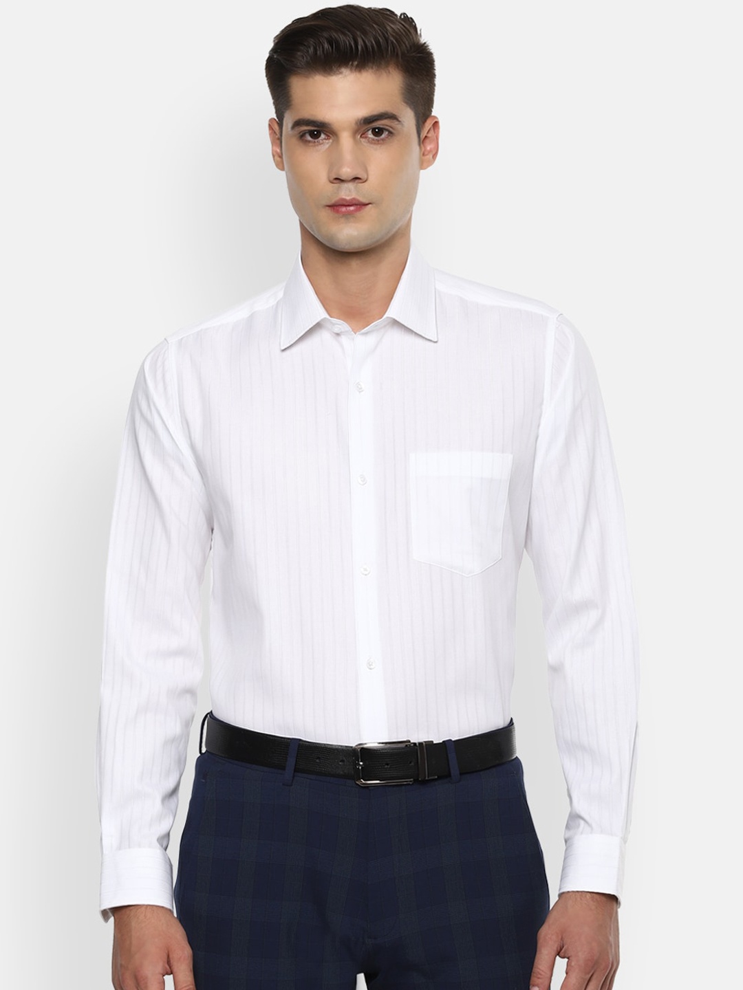 

Van Heusen Men White Regular Fit Striped Formal Shirt
