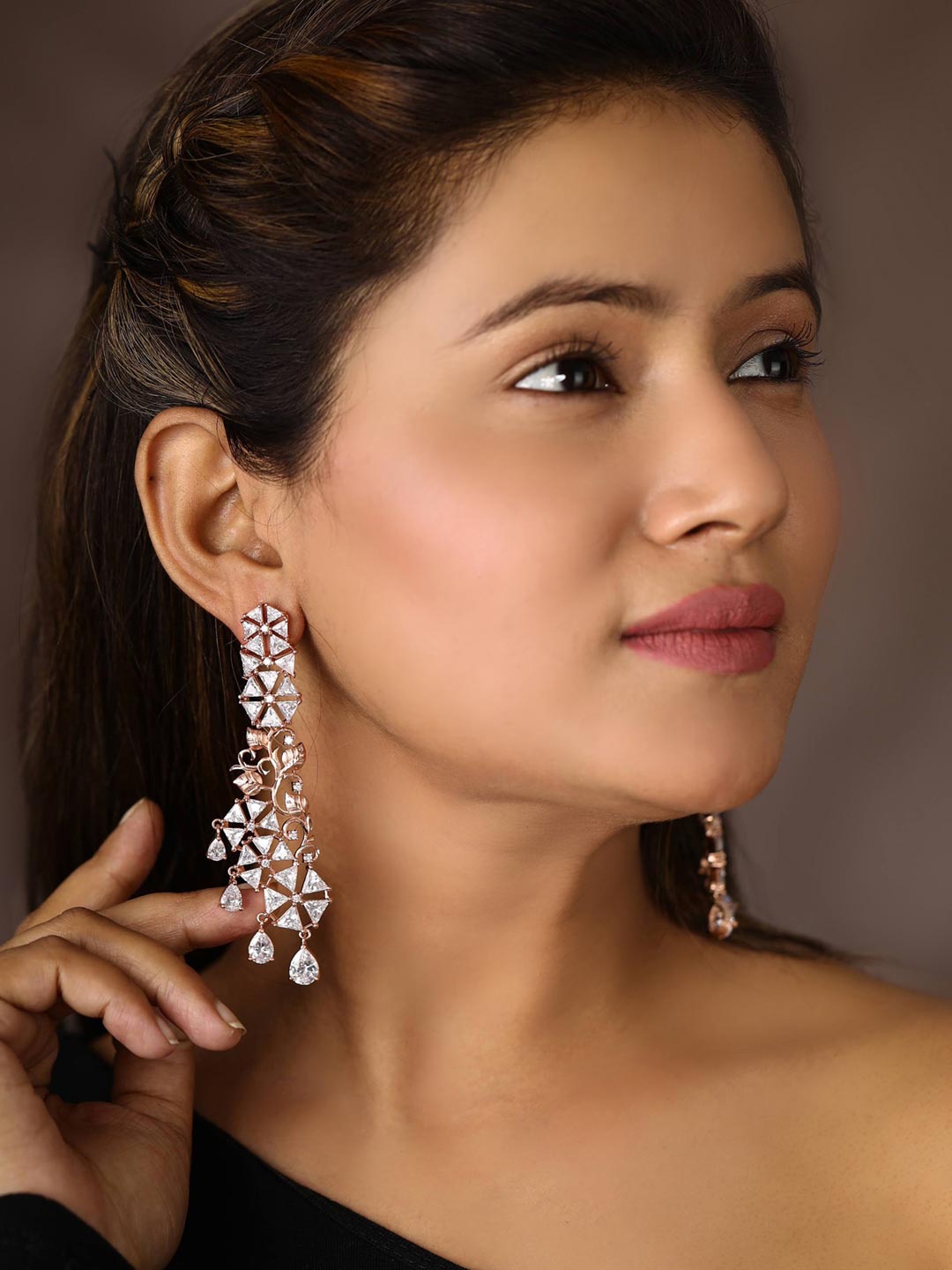 

Priyaasi Rose Gold Contemporary Drop Earrings