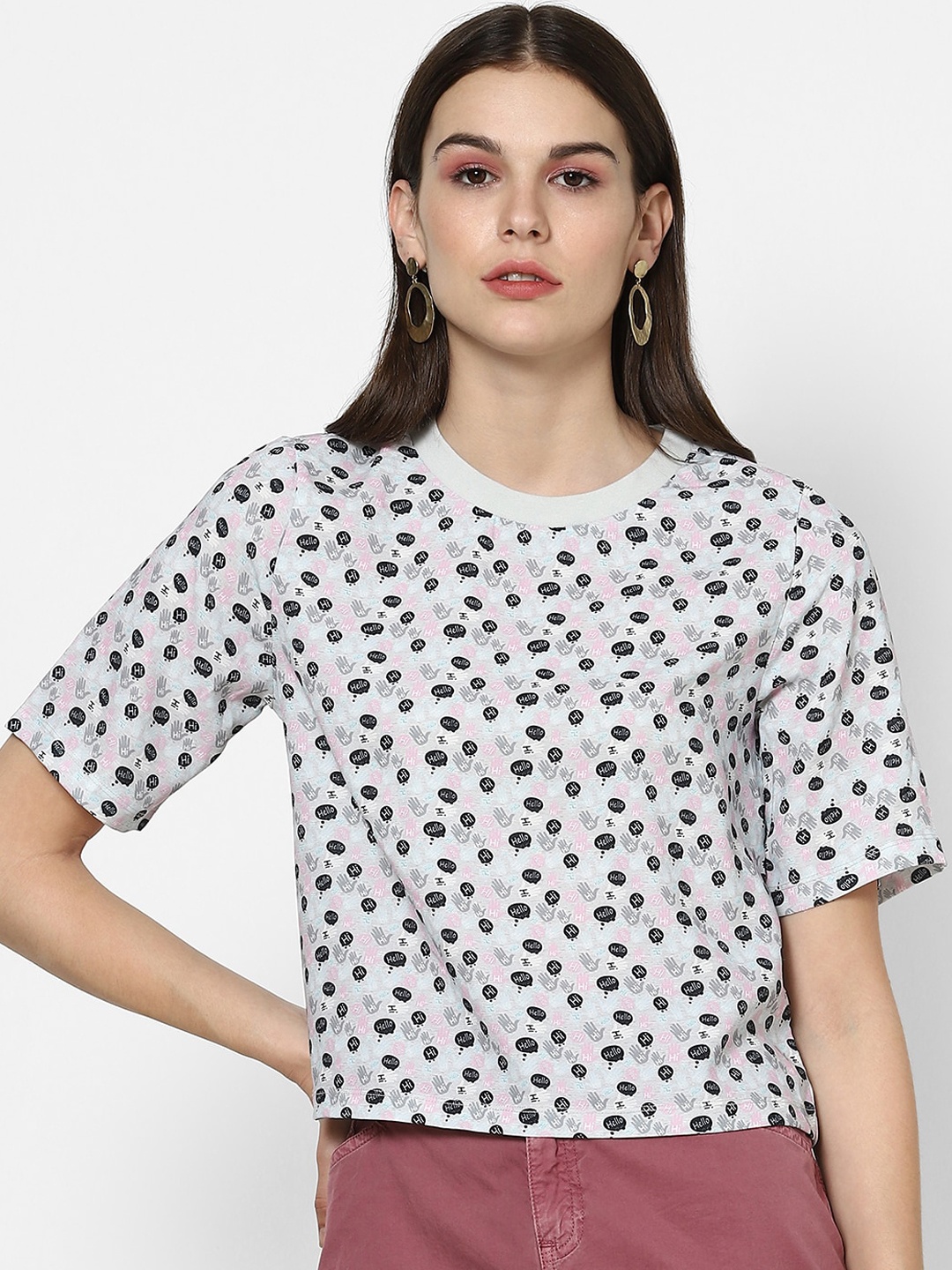 

FOREVER 21 White Printed Regular Top