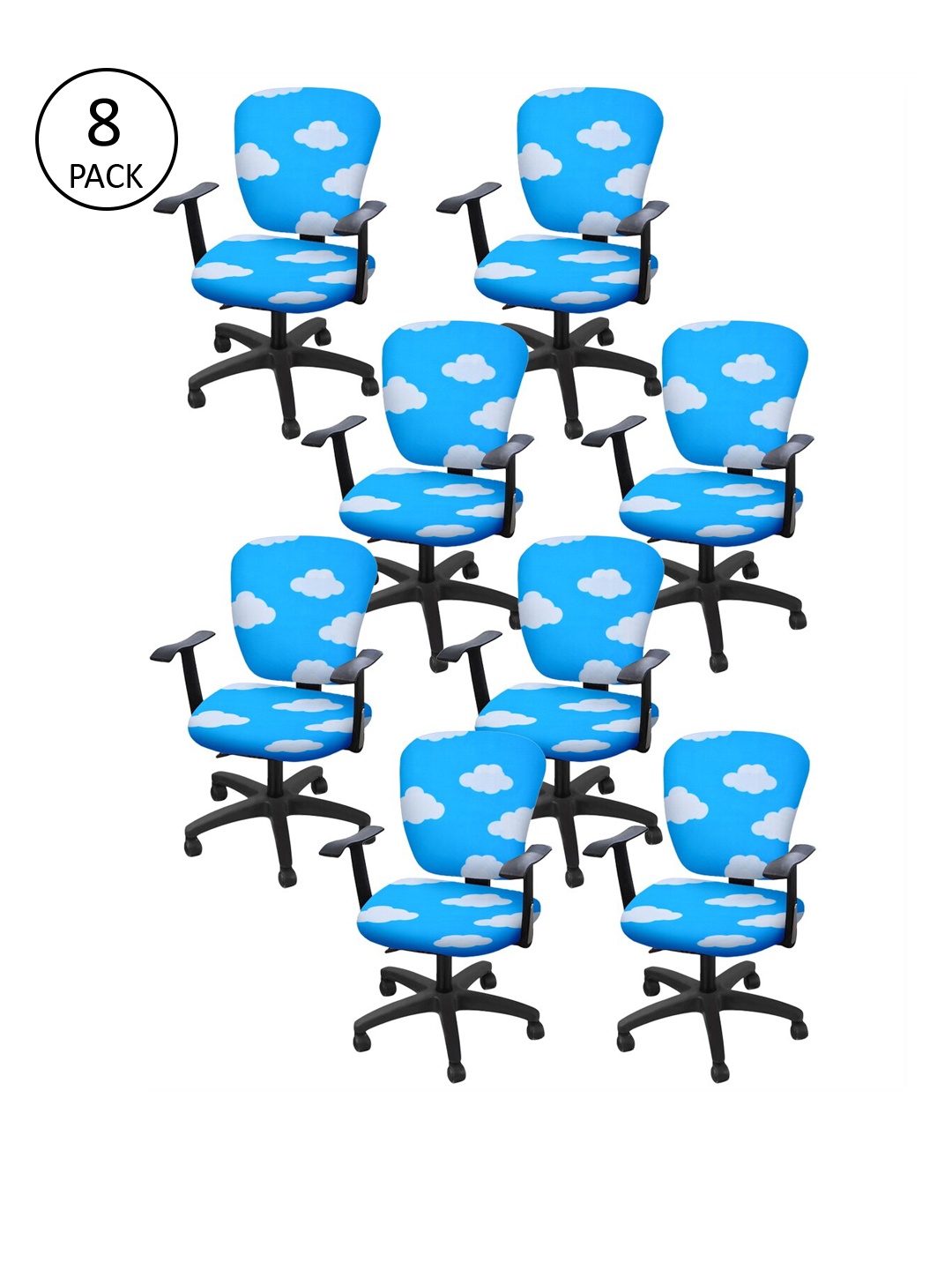 

Cortina Set of 8 Blue & White Printed Chair Covers