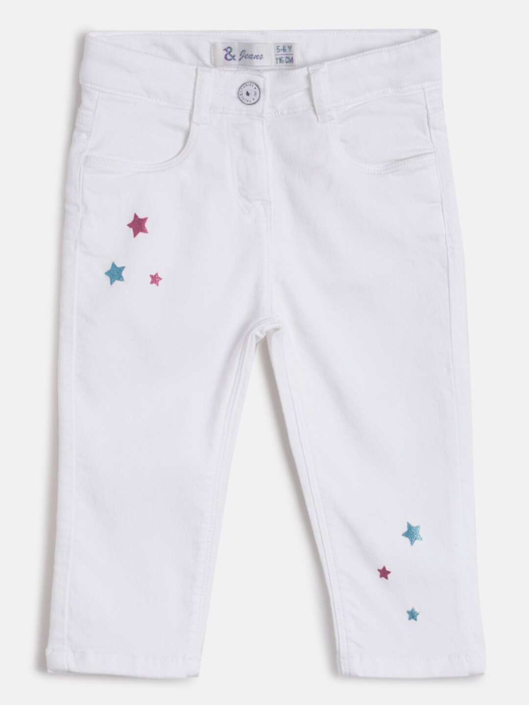 

TALES & STORIES Girls White Solid Slim Fit Capris