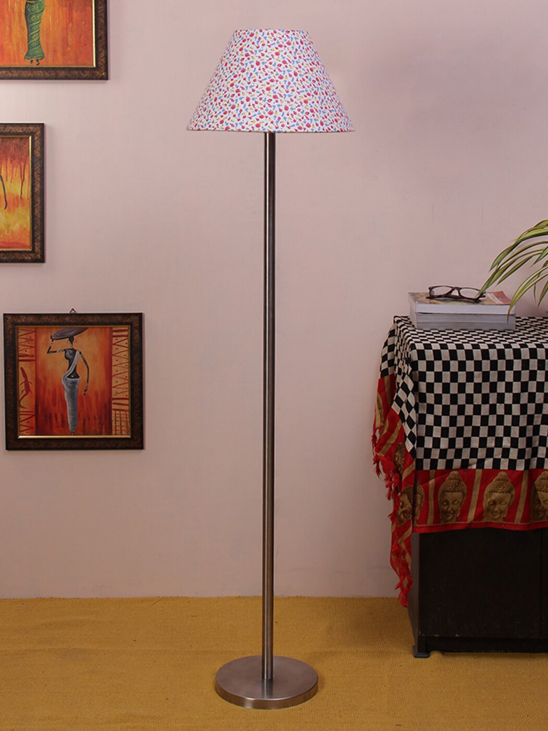 

Devansh White & Blue Printed Traditional Club Lamp with Shade