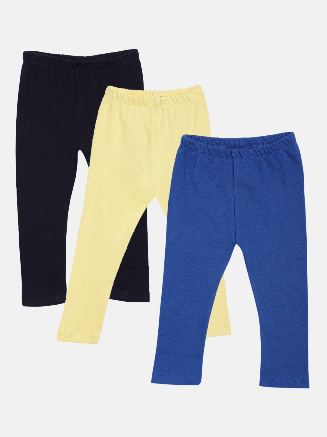 

Kryptic Girls Pack of 3 Pure Cotton Solid Ankle-Length Leggings, Blue