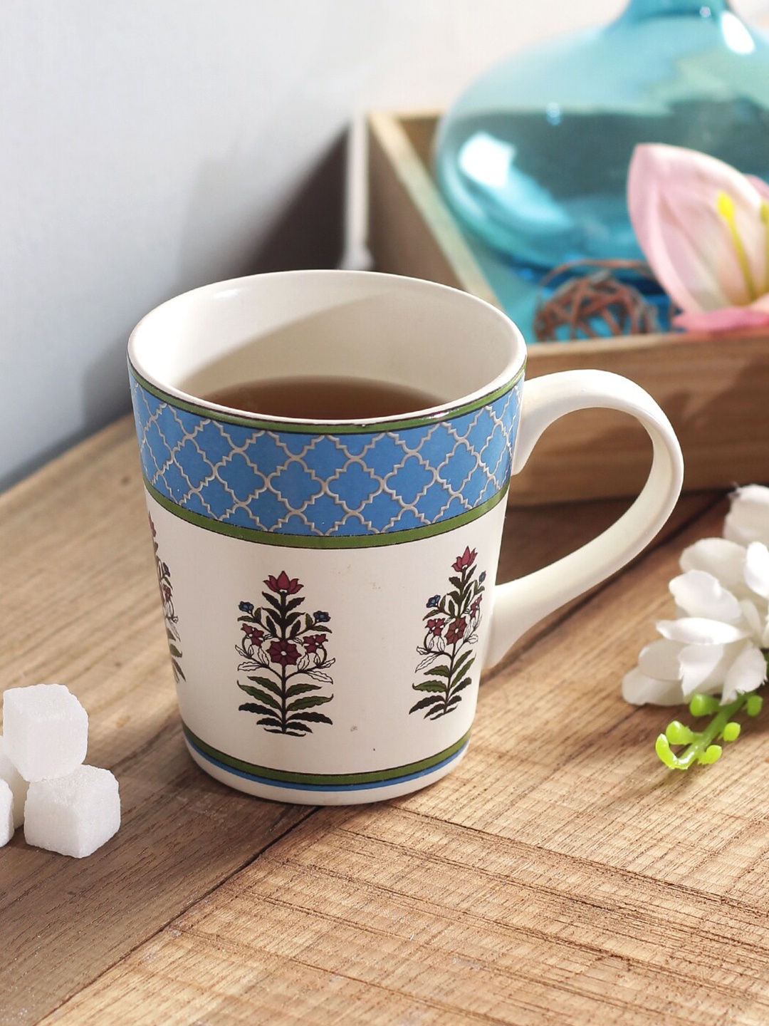 

India Circus by Krsnaa Mehta Blue & White Printed Porcelain Coffee Mug