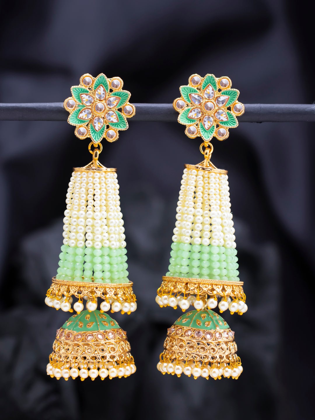 

Sukkhi Green & White Contemporary Jhumkas