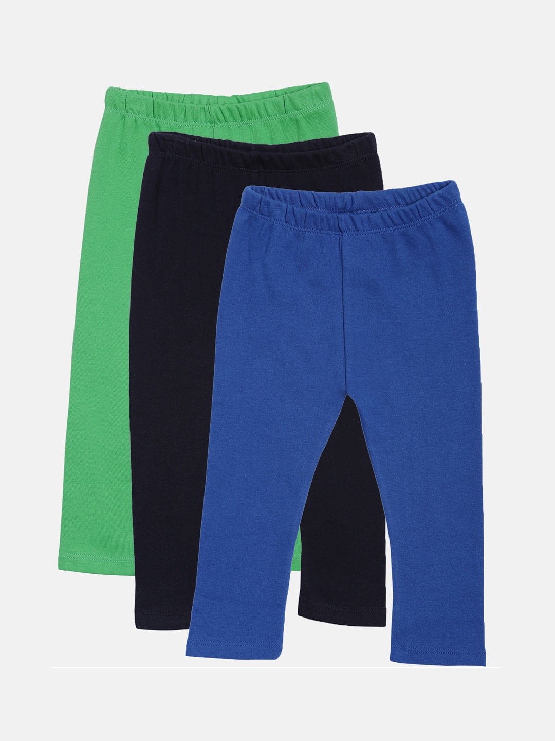 

Kryptic Girls Pack of 3 Pure Cotton Solid Ankle-Length Leggings, Green